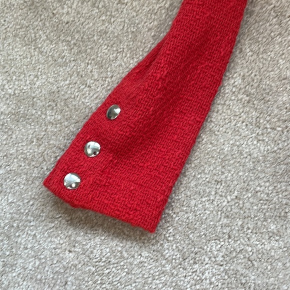 IRO red moto cotton jacket with silver buttons - Picture 7 of 7